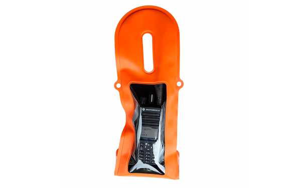 AQ242 Extra Strong VHF PRO Case Orange, double ziplock . Puntos de anclaje para fijar un arnés o una correa para el hombro.