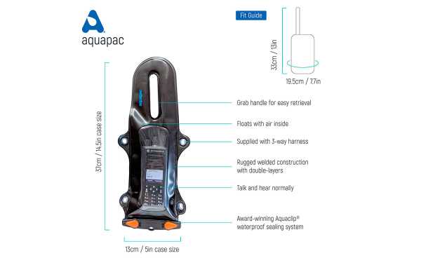 AQ227 Étui pour walkies avec harnais submersibles, imperméabilisez vos talkies-walkies et maintenez-le en toute sécurité dans notre système de verrouillage Dock.