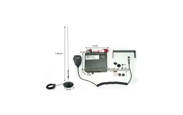 ARESBLACK. Emisora CB 27 Mhz marca LAFAYETTE modelo ARES BLACK. AM/FM 4 Watios. Color NEGRO. + ANTENA SLIM 145 + BASE IMAN MIRMIDON BM150