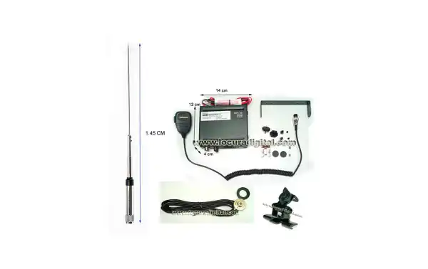 ARESBLACK KITC. Emisora CB 27 Mhz marca LAFAYETTE modelo ARES BLACK. AM/FM 4 Watios. Color NEGRO. + ANTENA SLIM 145 + BASE MUTI- ARTICULADA SP100M