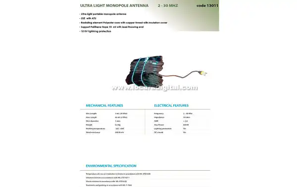 BANTEN- 13010 Antena monopolo portatil militar HF dipolo de cable ultra-ligero 2 - 30 mHz