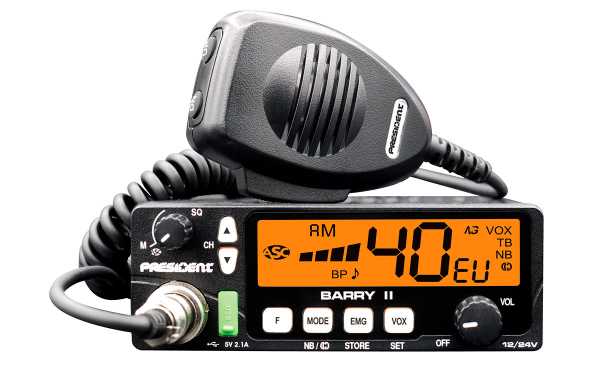 Presidente BARRY II 12-24 volts. Estação CB 27 Mhz 40 canais AM / FM