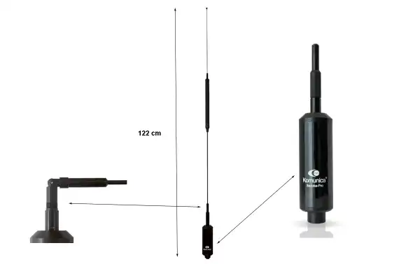 KOMUNICA BAZOKA-PO Antena móvel HF banda larga 7 a 30 Mhz e 50 Mhz