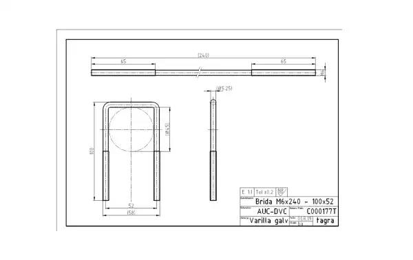 TAGRA C000177T Abrazadera x 1 acero Inoxidable 100 x 58 varillas M6 mm