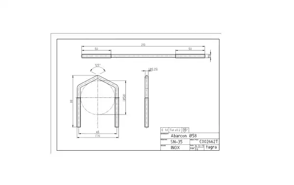 TAGRA C002662T Clamp x 1 Stainless steel 88 x 65 rods M6 mm