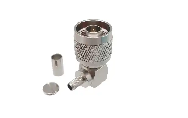 CON2252 N Male 90 degree angled connector. RG-58 Crimp TEFLON