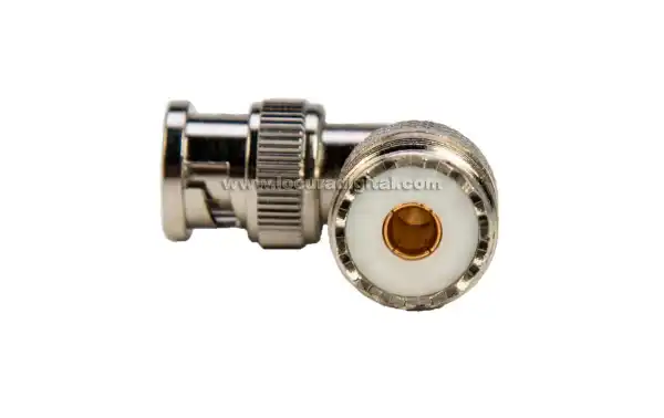 CON3014 Adaptador Acodado BNC MACHO a PL259 HEMBRA.