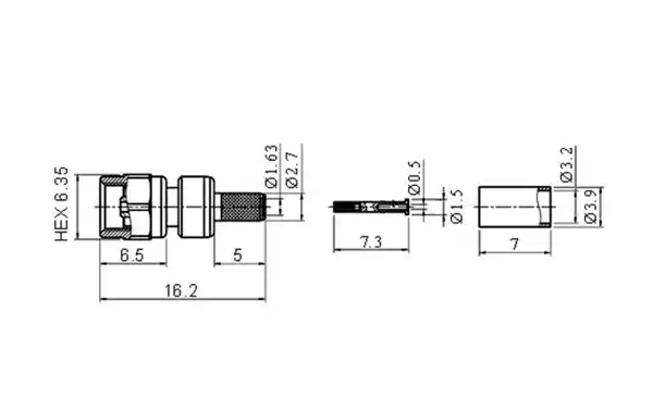 CON3659 SMC Male Crimp Connector measures