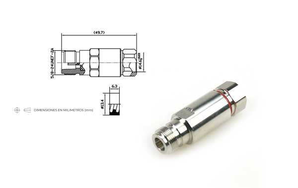 CON4265 Conector N hembra para cable 1/2 pulgada Superflexible 