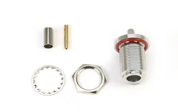 CON4387 N conector de crimpagem de chassi fêmea RG-58