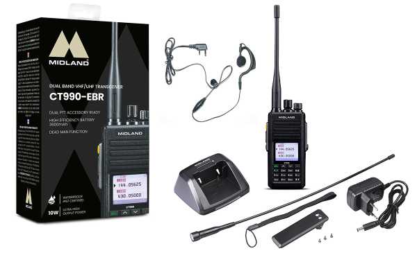 Midland CT-990EBR Walkie Doble Banda VHF-144 -UHF-430 Mhz IP67