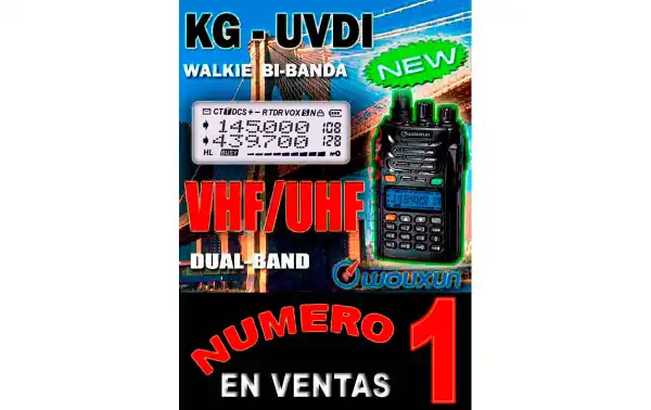 WOUXUN KG-UVD1 128 CANALES DE MEMORIA. WALKIE BI BANDA VHF / UHF POTENCIA 5 WATIOS