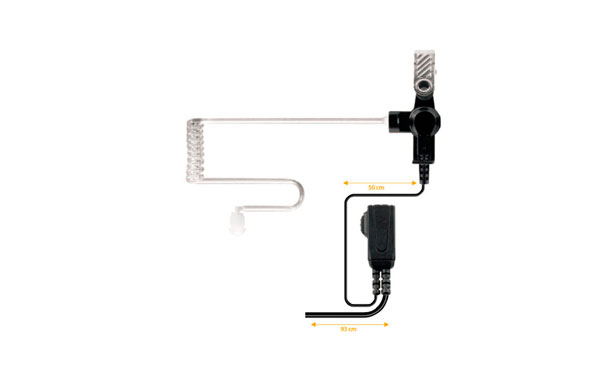 NAUZER PIN-39777. Micro-Auricular tubular con PTT especial para ambientes ruidosos, uso Militar, Seguridad o industrial.