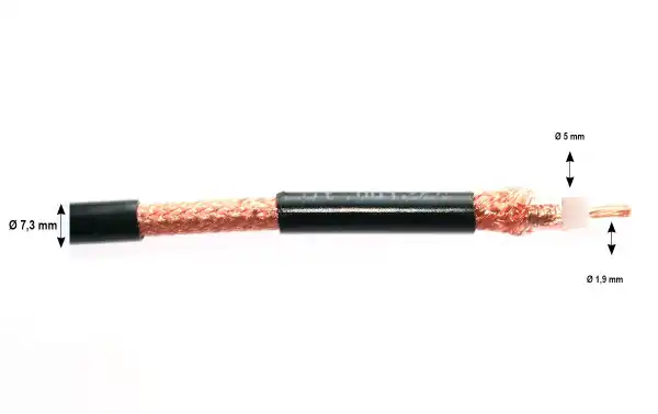 Câble coaxial à faibles pertes EXTRAFLEX-7 BURY, conducteur central Ø 7,3 mm, section 1,9 mm