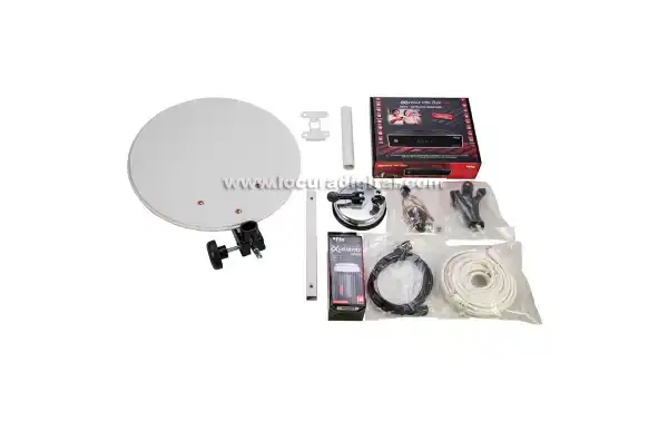 CAMPING KIT + PRATO SATÉLITE 35 CM com fixação VENTOSA + FTE receptor de satélite + 5 METROS DO CABO