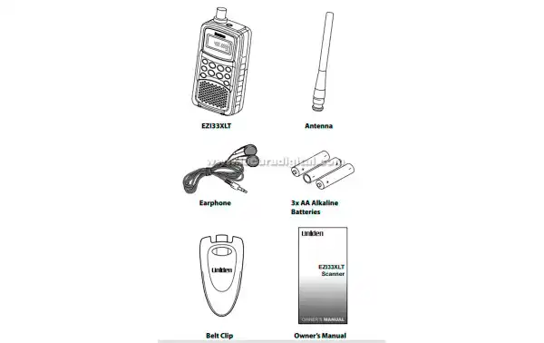 EZI-33-XLT Uniden scanner de VHF 78-174 Mhz (inclui banda de ar) e UHF 406-512 Mhz. 9-band, 180 canais.