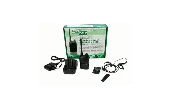 Polmar Shadow Walkie de uso libre PMR 446 + Cargador + Bateria de Litio. Canales dispoibles 8 + 8. Incluye pinganillo
