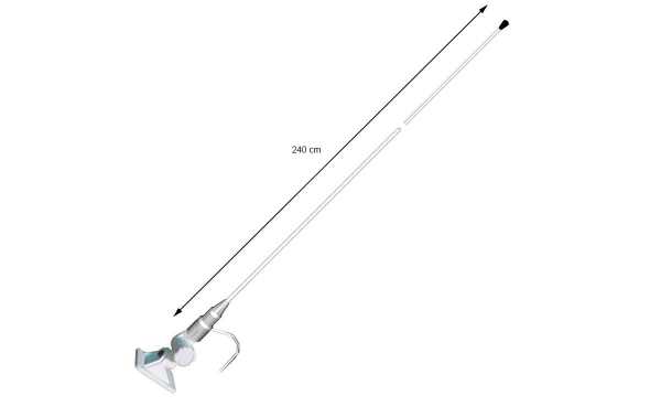 FAV240F KIT -2 antenne marine FALKOS VHF 156-163 Mhz longueur 2,4 mètres câble d'antenne longueur + 4,5 m RG-58 couleur blanc