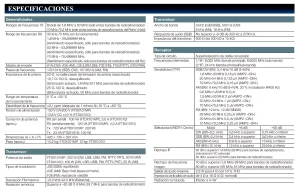 Yaesu FTDX 101MP Equipment HF 160 and 6 meters with SDR power 200 watts