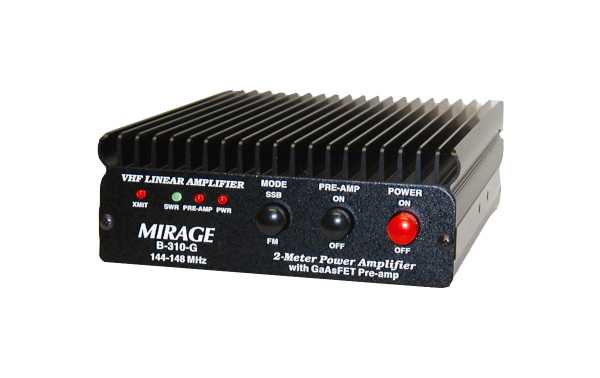 Amplificador VHF MIRAGE-B310G 100 Watts de freqüência 144-146 Mhz com transistores GaAsFET e pré-amplificador de antena.