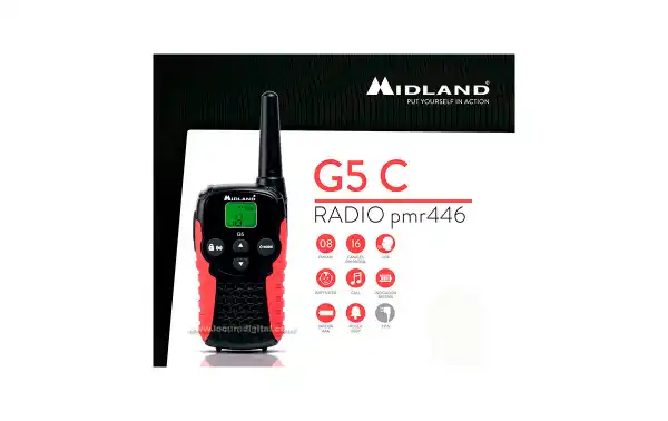 MIDLAND G-5C couple free use walkies PMR 446 + earpiece PIN19 DOS -S