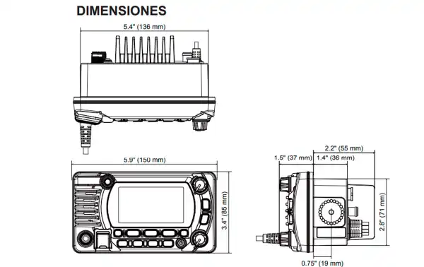 STANDARD HORIZON GX-1800-GPS-BLACK. Emisora Nautica GPS. Color Negro 