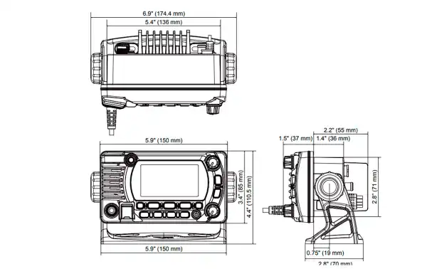 STANDARD HORIZON GX-1850-GPS-NMEA. Nautica GPS station. Color Black