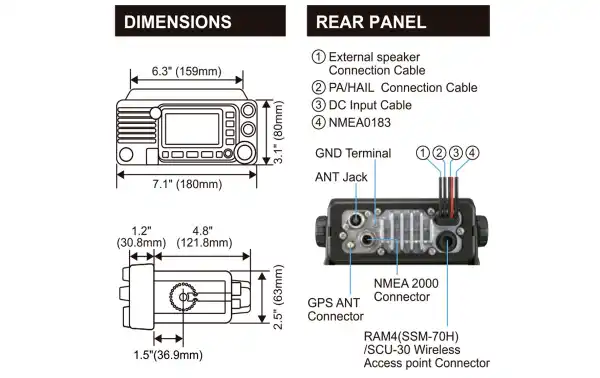 Émetteur GPS Nautica STANDARD HORIZON GX-2400-GPS-NMEA. La couleur noire