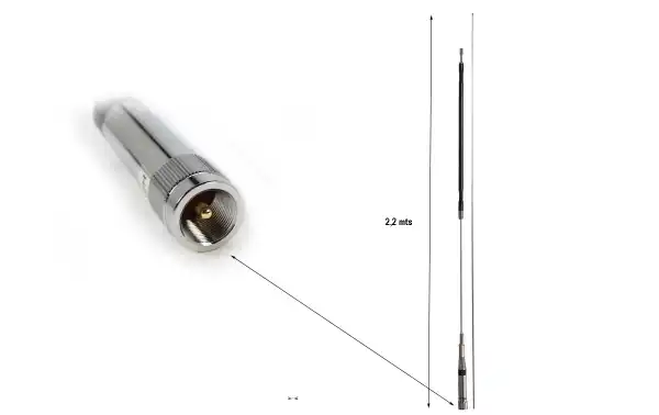 Capable de gérer jusqu'à 200 watts de puissance, cette antenne est prête à prendre en charge des transmissions de puissance modérée. Il utilise un connecteur PL mâle, courant dans les applications de radio amateur et autres appareils radio.