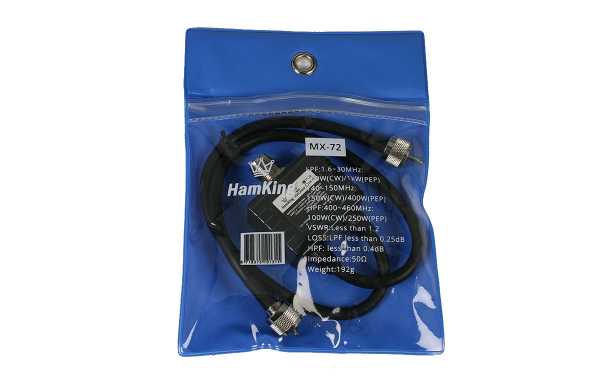 HAMKING HKMX72 Duplexeur avec flexibles HF / VHF / UHF1 PL Femme x 2 PL Homme, fréquences 1,6-30-140-150-400-460 Mhz