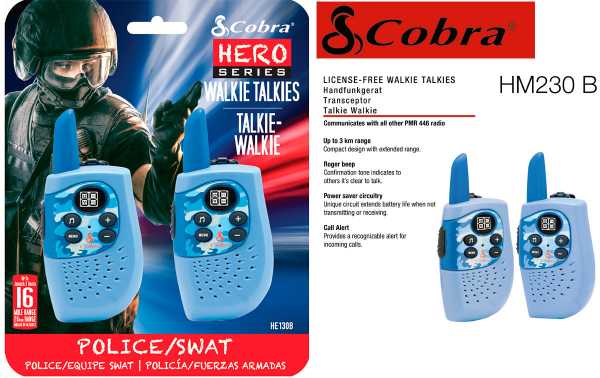 COBRA HM-230-BLUE Pareja de walkies  PMR  color azul alcance 3 km