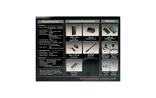 HX290E Standard Horizon. Submersible and floating nautical walkie talkie.