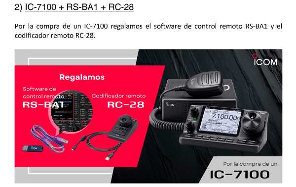 À l'achat d'un IC-7100, nous offrons le logiciel de télécommande RS-BA1 et l'encodeur à distance RC-28.