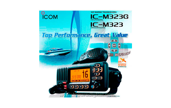 Band Station de base ICOM IC-M323G Marine avec GPS + IPX7, 161 156 à des fréquences MHz. Couleur noire