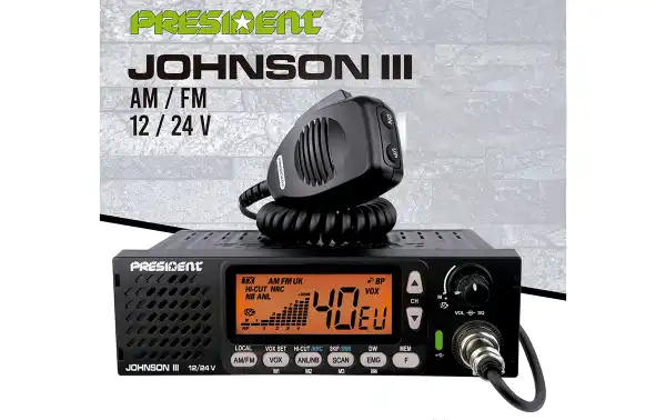 PRESIDENT JOHNSON-III 12 & 24v CB 27Mhz 40 channels with DIN/ISO support