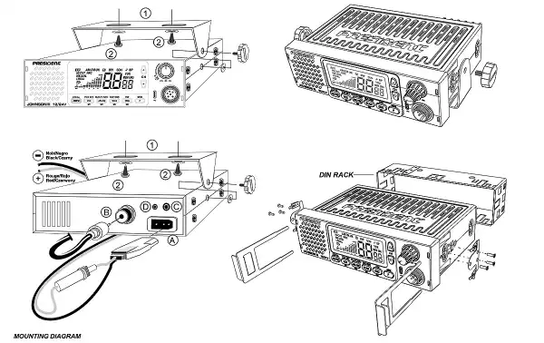 PRESIDENT JOHNSON-III 12 & 24v CB 27Mhz 40 channels with DIN/ISO support