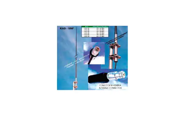KAD-155 Antena profesional de VHF colineal de fibra de vidrio. Frecuencia 148 - 158 mhz.
