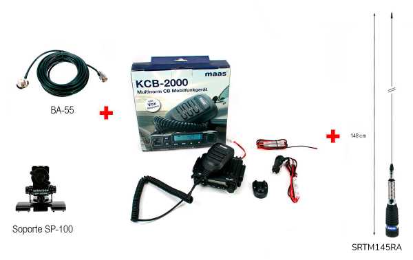 Kit MAAS KCB-2000 Estação CB 27 MHz 40 AM/FM + Antena de 148 cm