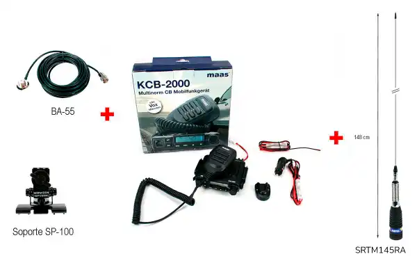 Kit MAAS KCB-2000 Estação CB 27 MHz 40 AM/FM + Antena de 148 cm