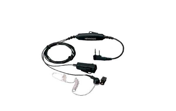 Fone de ouvido micro tubular Kenwood KHS-8BL com conector PTT duplo de 2 pinos