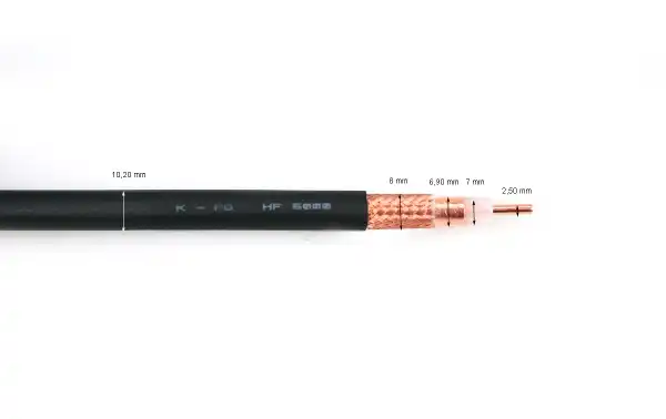 Cabo coaxial KPO HF-5000 diâmetro de baixa perda 10,20 mm sólido vivo