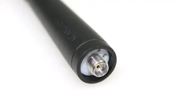 The KRA-23M is a short antenna designed to operate in the UHF frequency band, specifically in the 440-490 MHz range.