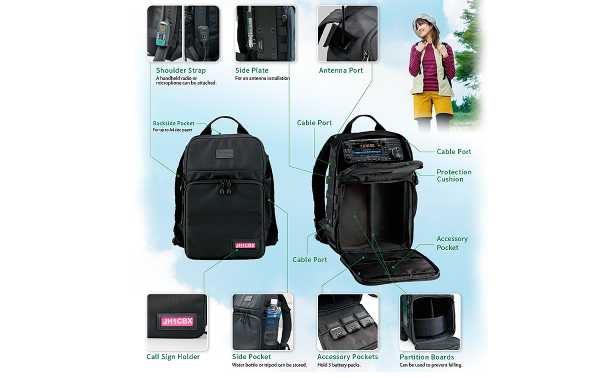 ICOM LC-192 Multifunctional transport backpack for IC-705 transmitter, it has pockets and organizational compartments to store small objects such as keys, mobile phones or pens. With straps and special compartments to carry other equipment such as Walkies