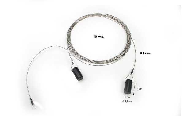 IDATONG LW-10 Stainless steel cable antenna. Length 10 meters with isolators for mounting dipoles from 3.5 to 50 Mhz