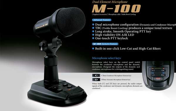 Microfone de mesa YAESU M-100 para estações YAESU HF: FTDX 9000, FTDX 5000, FTDX 3000, FTDX 1200, FT-991A, FT-891 e suas séries FT-450