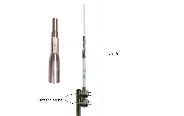 Tagra M27-12 Antena base de fibra CB 27 Mhz, 1/2 onda. Longitud 5,3 m