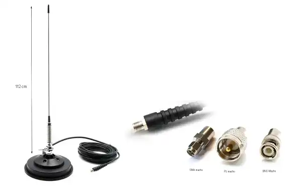 MAAS PM-7 Antena magnética Frecuencia 68 a 88 Mhz PL SMA y BNC