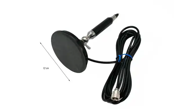LEMM-AT1231 Aimant d'antenne à base magnétique 12 cm CB 27 Mhz Longueur 140 cm