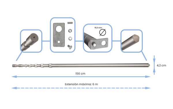 DIAMOND DAP-600 Aluminum telescopic pole from 1.5 mts to 6 mts