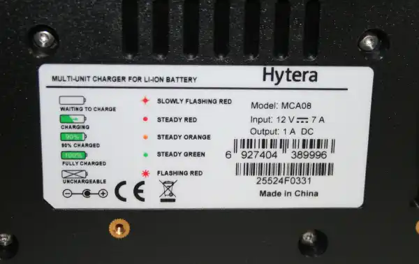 HYTERA MCA08 EU Cargador 6 unidades series: HYTERA AP, BP, PD y PT